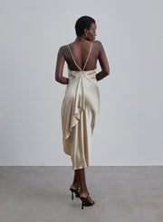 Draped Silk Slip Dress