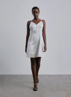 Button Front Silk Mini Slip Dress