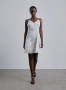 Button Front Silk Mini Slip Dress