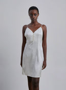 Button Front Silk Mini Slip Dress