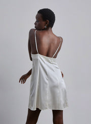 Button Front Silk Mini Slip Dress