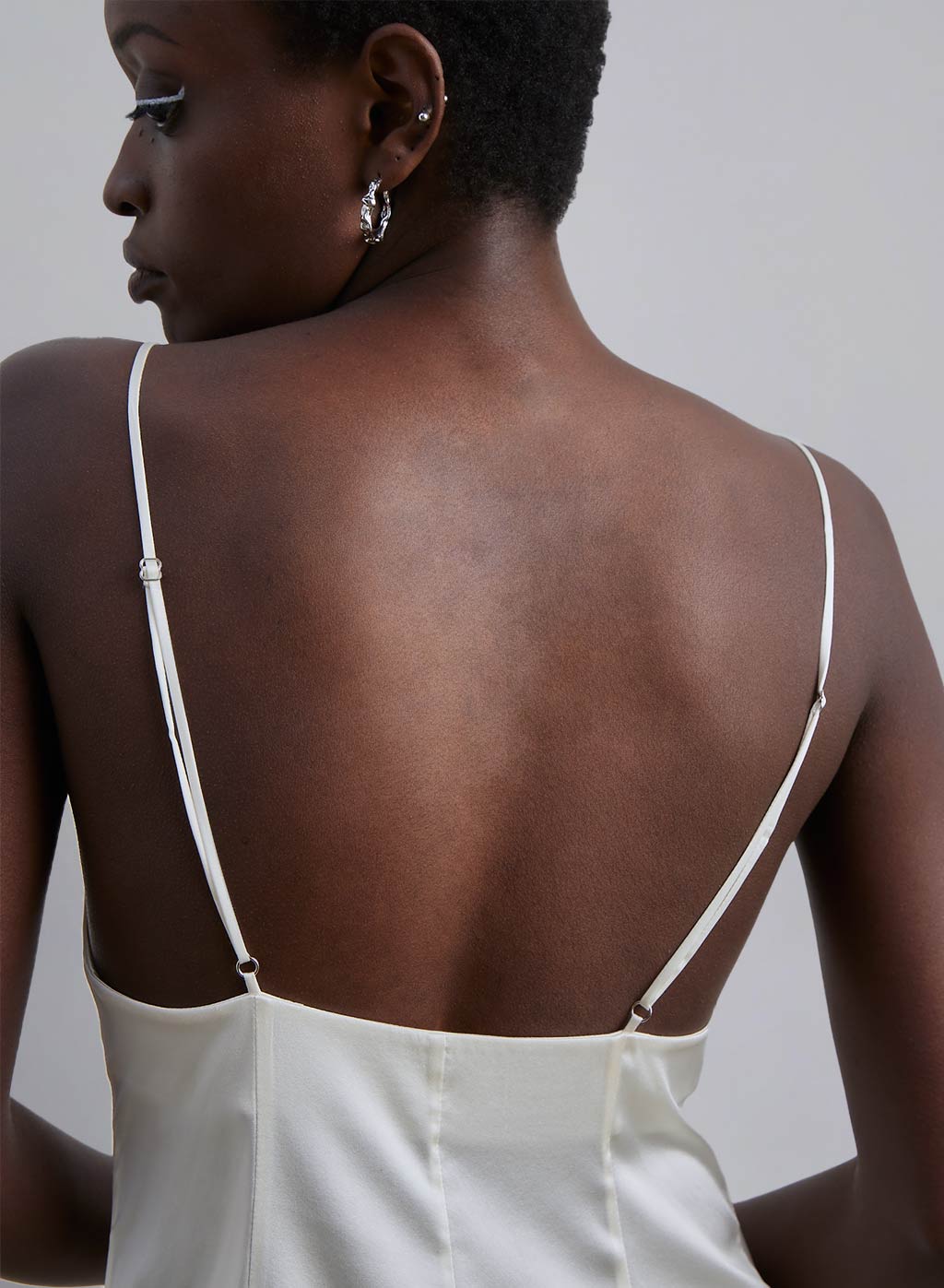 Button Front Silk Mini Slip Dress