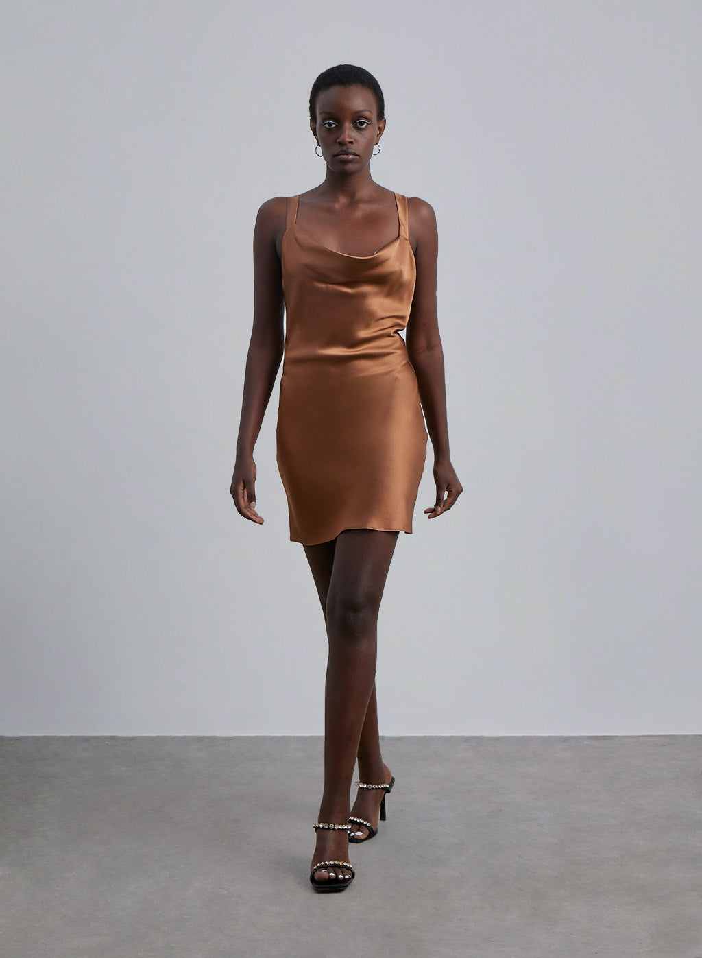 Wide Strap Silk Mini Dress