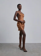 Wide Strap Silk Mini Dress