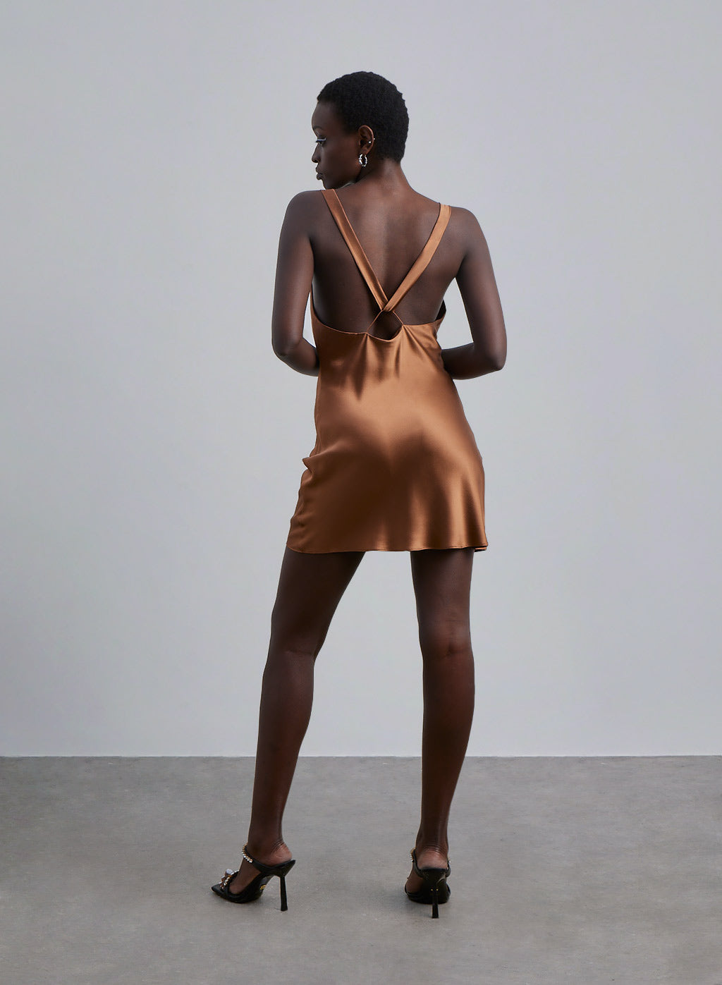 Wide Strap Silk Mini Dress