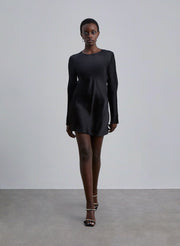Silk Long Sleeve Backless Mini Dress