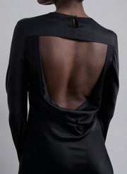 Silk Long Sleeve Backless Mini Dress