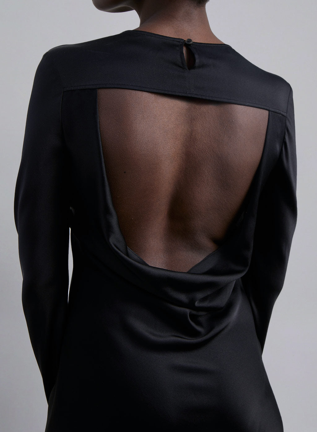 Silk Long Sleeve Backless Mini Dress