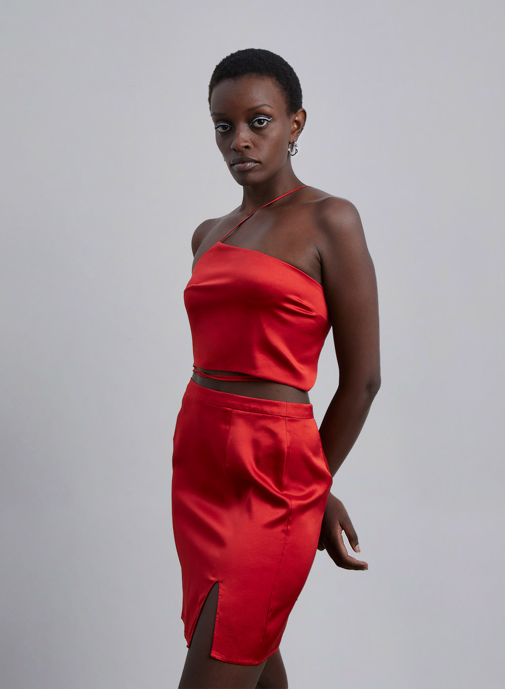 One Shoulder Silk Camisole Top