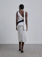 Color Block Silk Midi Dress