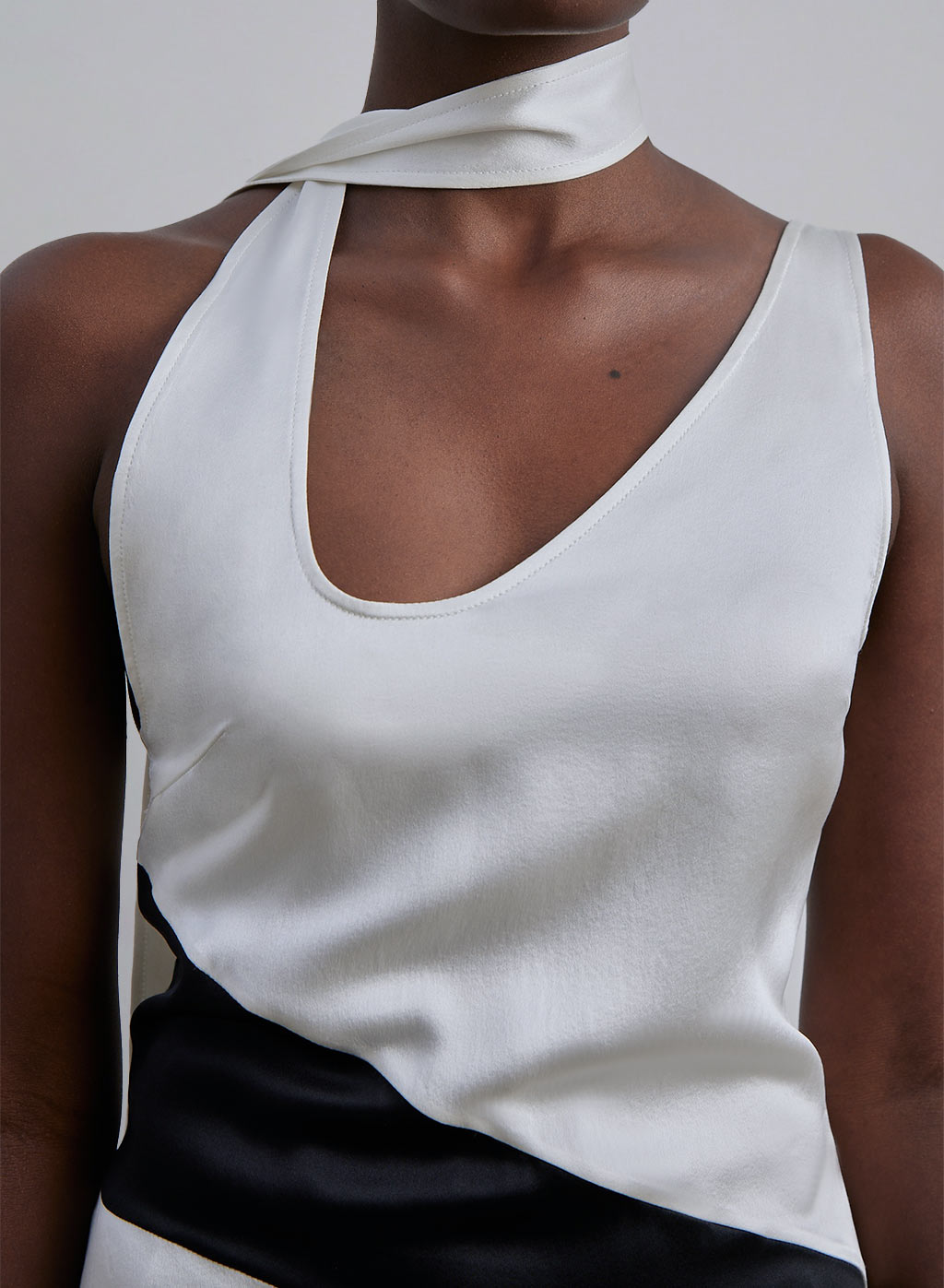 Color Block Silk Midi Dress