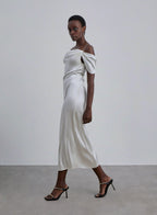 Off-The-Shoulder Silk Dress