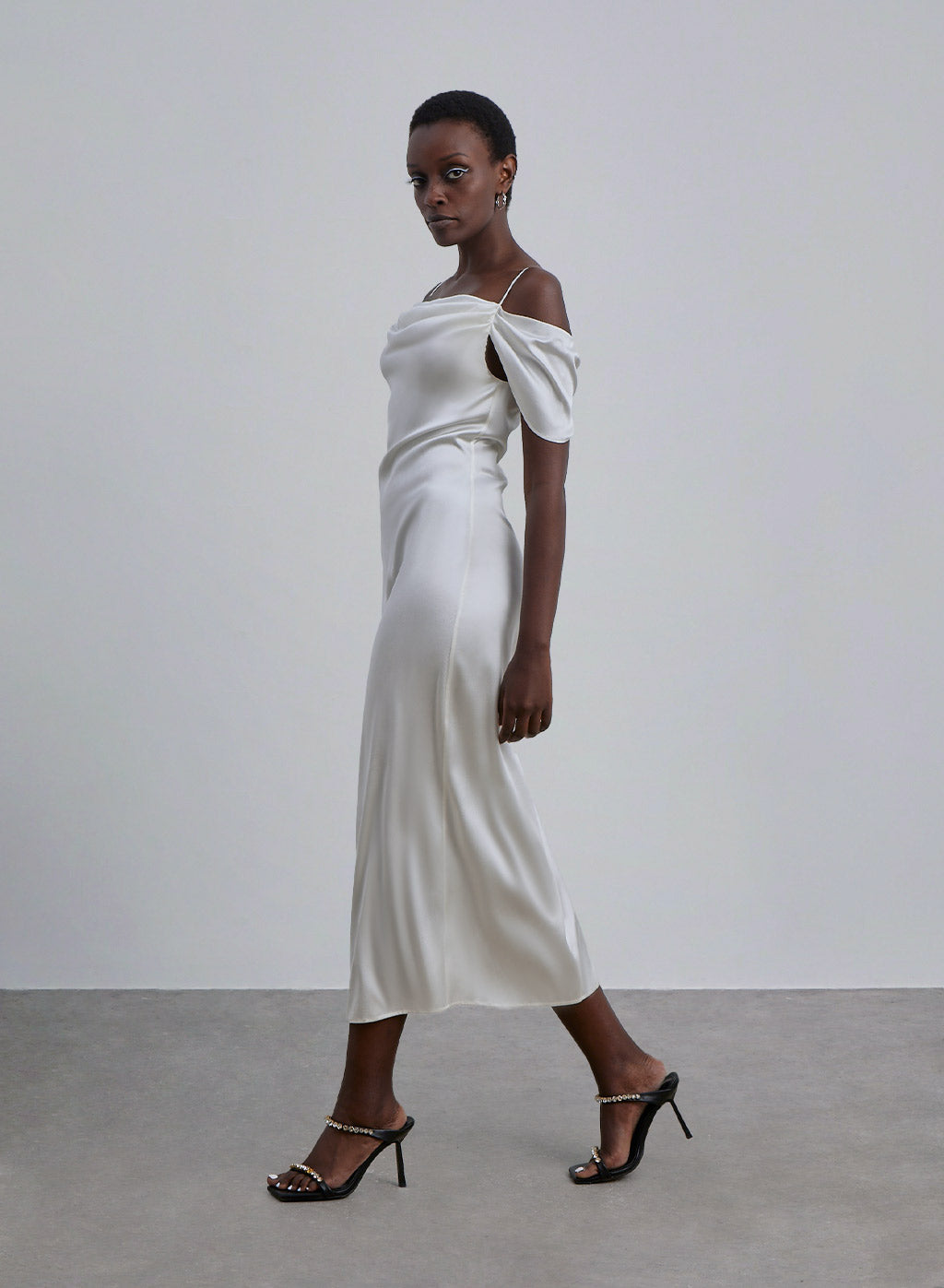 Off-The-Shoulder Silk Dress