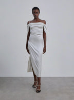 Off-The-Shoulder Silk Dress