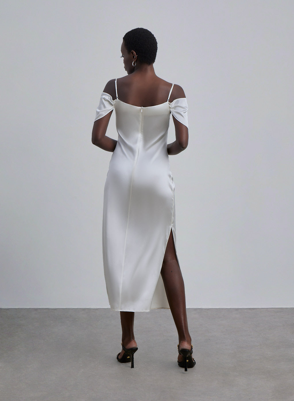 Off-The-Shoulder Silk Dress