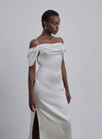 Off-The-Shoulder Silk Dress