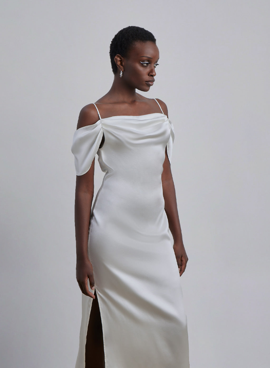 Off-The-Shoulder Silk Dress