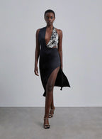 Color Block High Slit Dress