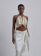 Twist-Front Silk Top