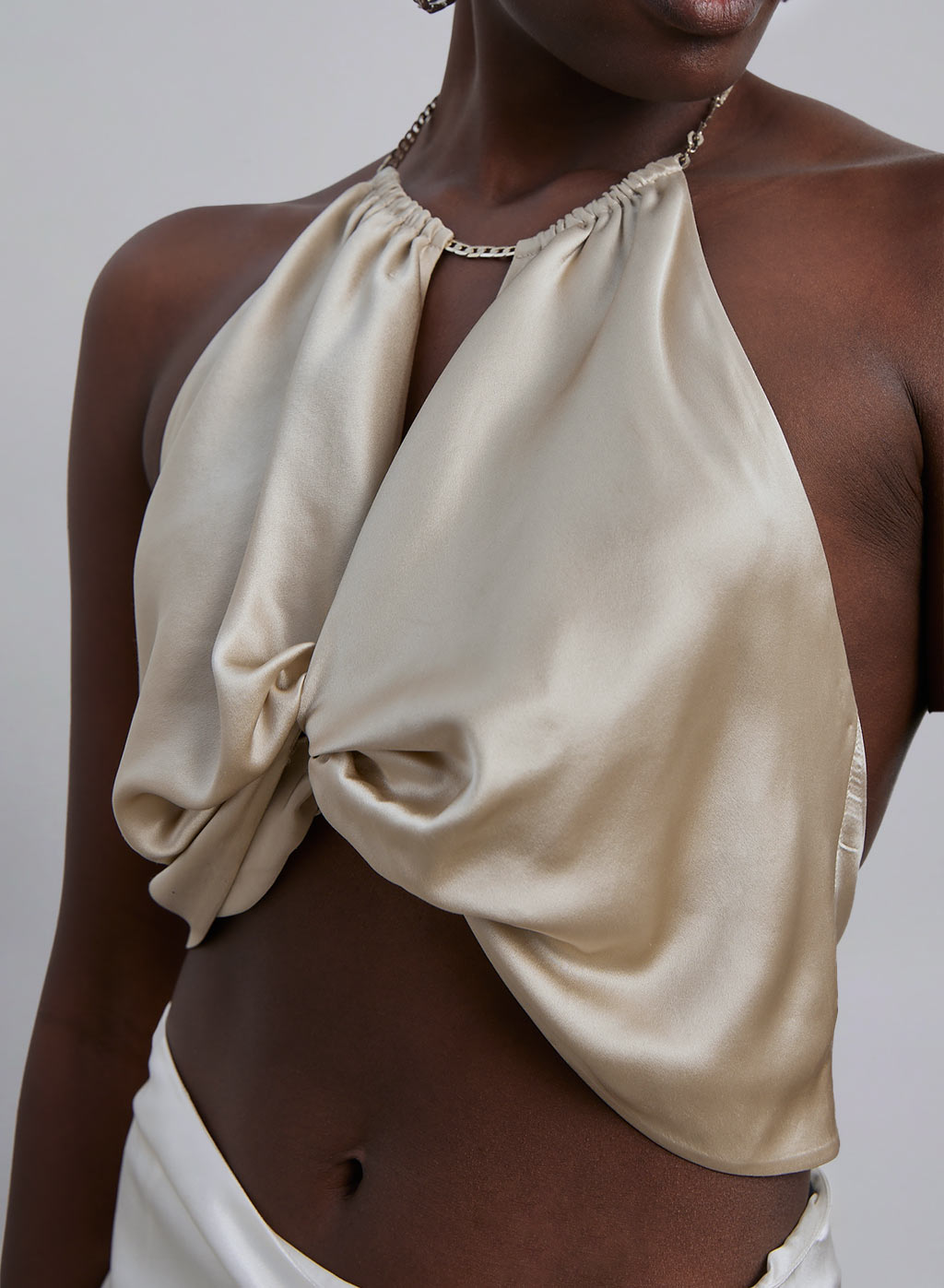 Twist-Front Silk Top