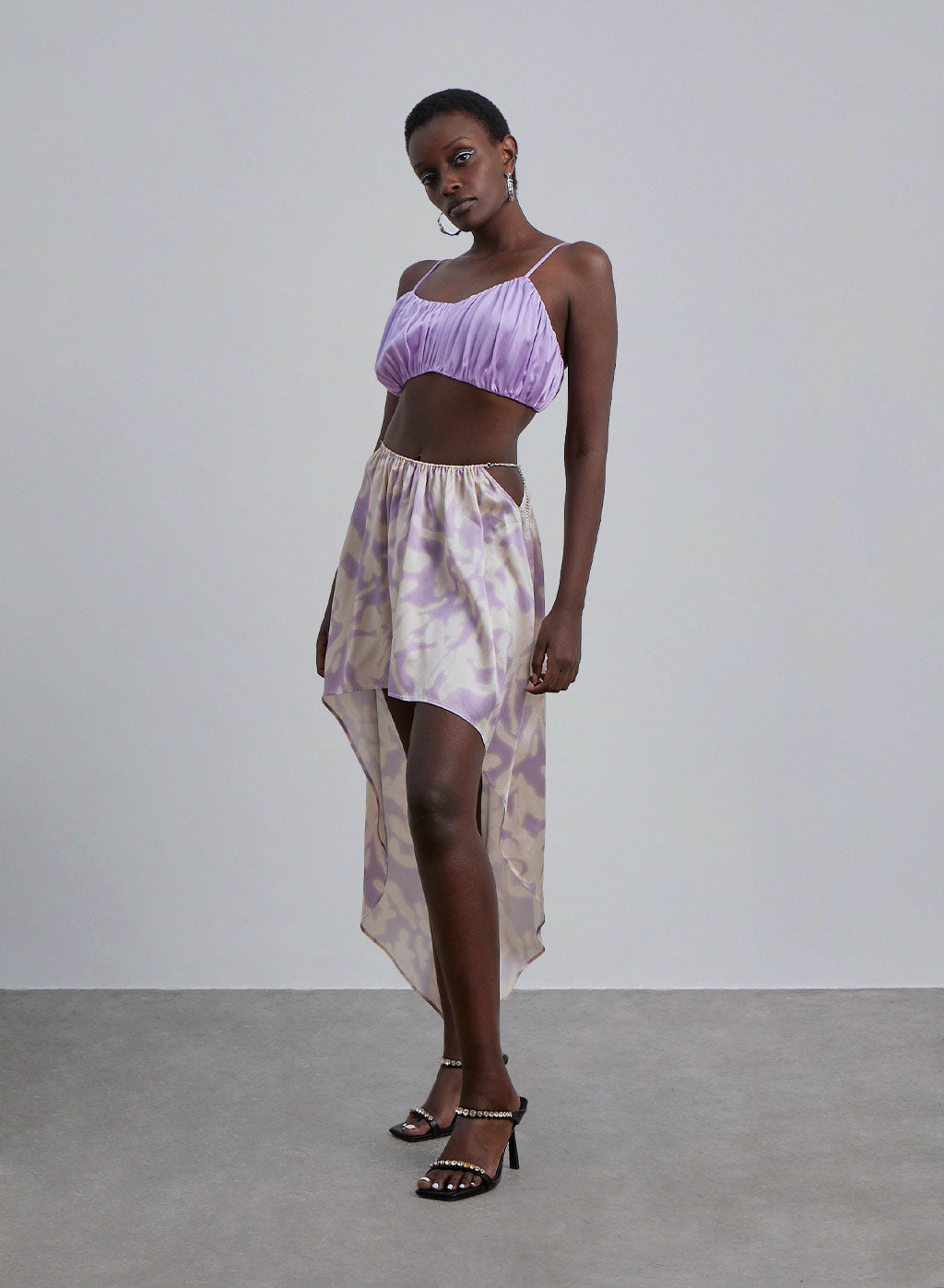 Ruched Silk Spaghetti Strap Top