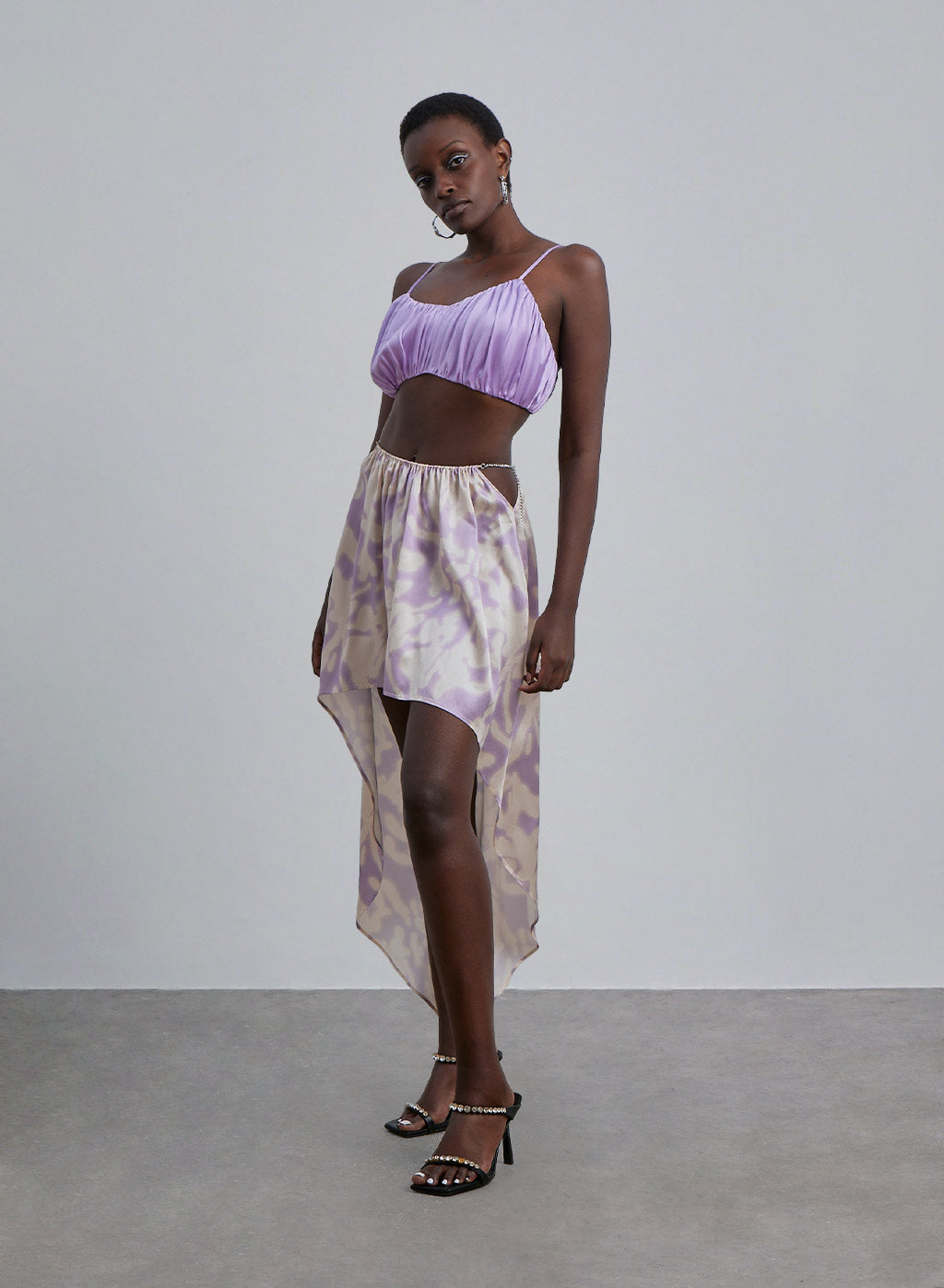 Printed Silk Asymmetrical Skirt