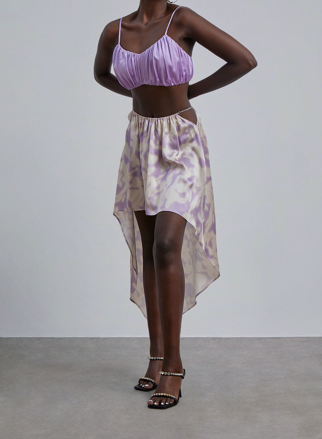 Printed Silk Asymmetrical Skirt