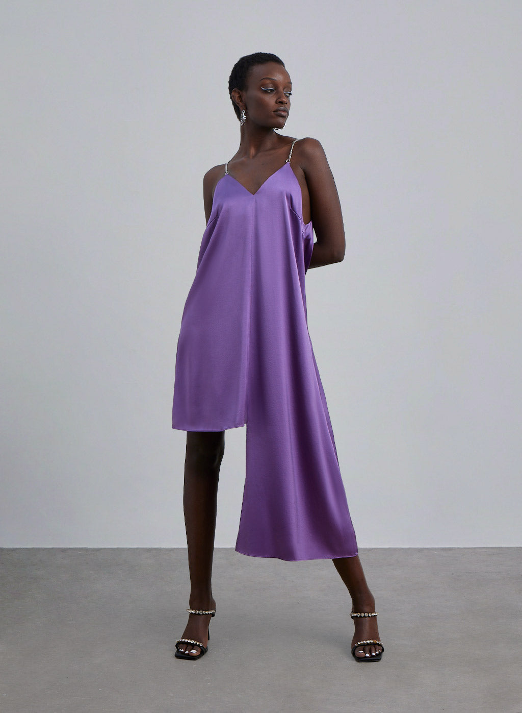 Asymmetrical Silk Slip Dress