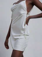 Side Tie Silk Slip Dress