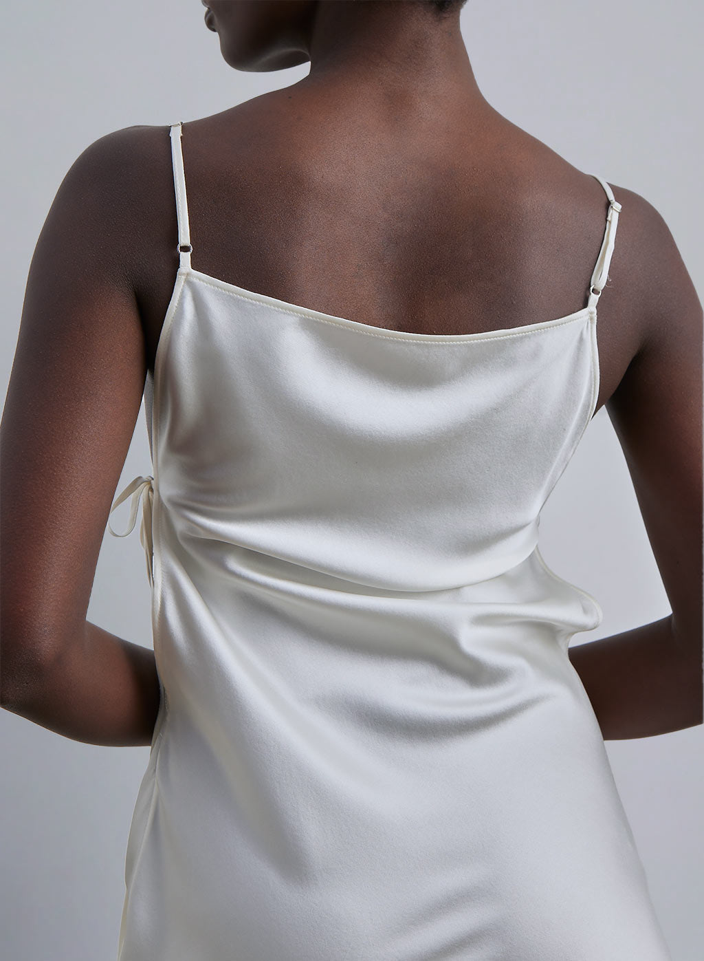 Side Tie Silk Slip Dress