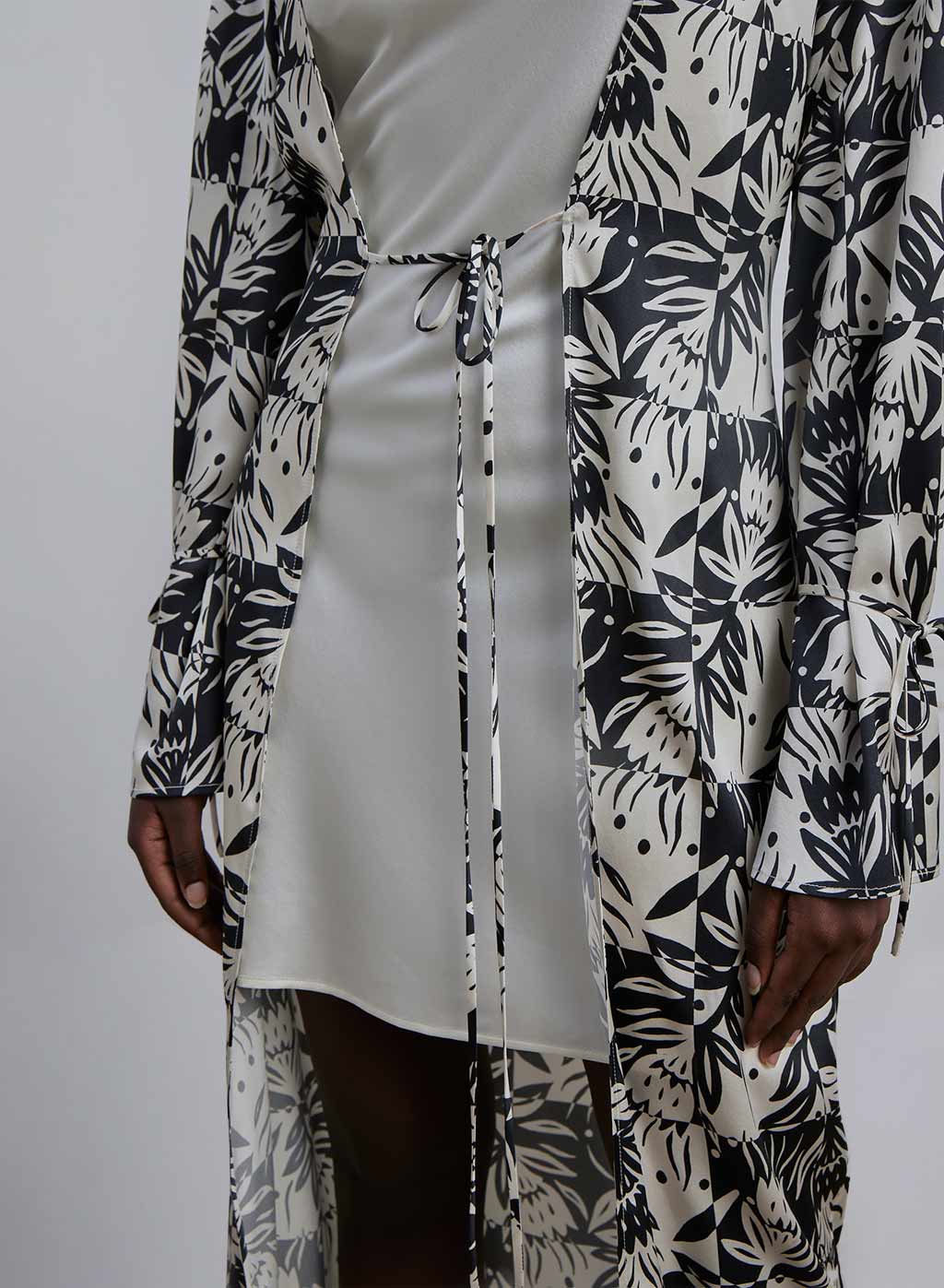 Tropical Print Silk Robe