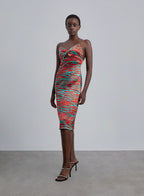 Tiger-Print Cut-Out Silk Midi Slip Dress