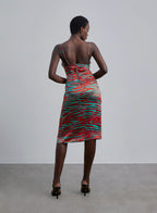 Tiger-Print Cut-Out Silk Midi Slip Dress