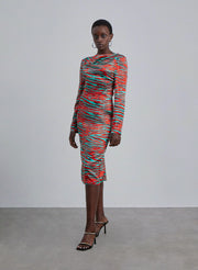 Tiger-Print Silk Long Sleeve Backless Dress – Nap Loungewear Dresses