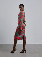 Tiger-Print Cut-Out Silk Midi Slip Dress