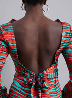 Tiger-Print Cut-Out Silk Midi Slip Dress