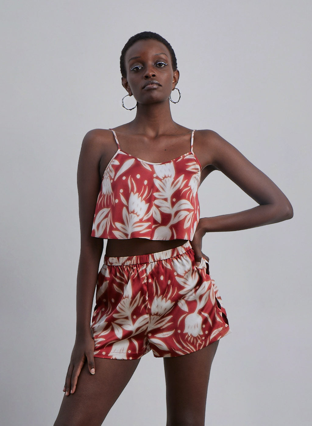 Floral Print Silk Camisole Set