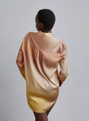 Gold Gradient Oversized Boyfriend Silk Blouse