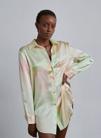 Moonlight Lotus Oversized Boyfriend Silk Blouse