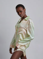 Moonlight Lotus Oversized Boyfriend Silk Blouse