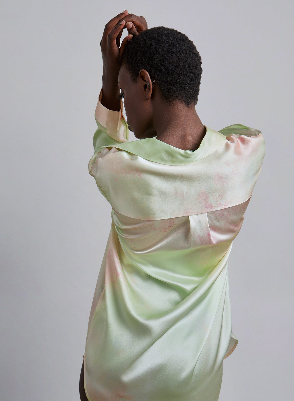 Moonlight Lotus Oversized Boyfriend Silk Blouse