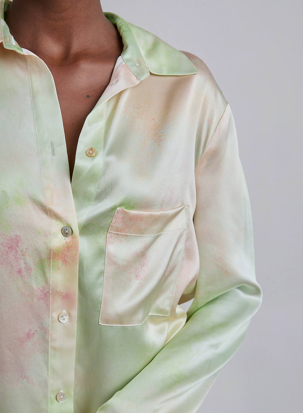 Moonlight Lotus Oversized Boyfriend Silk Blouse