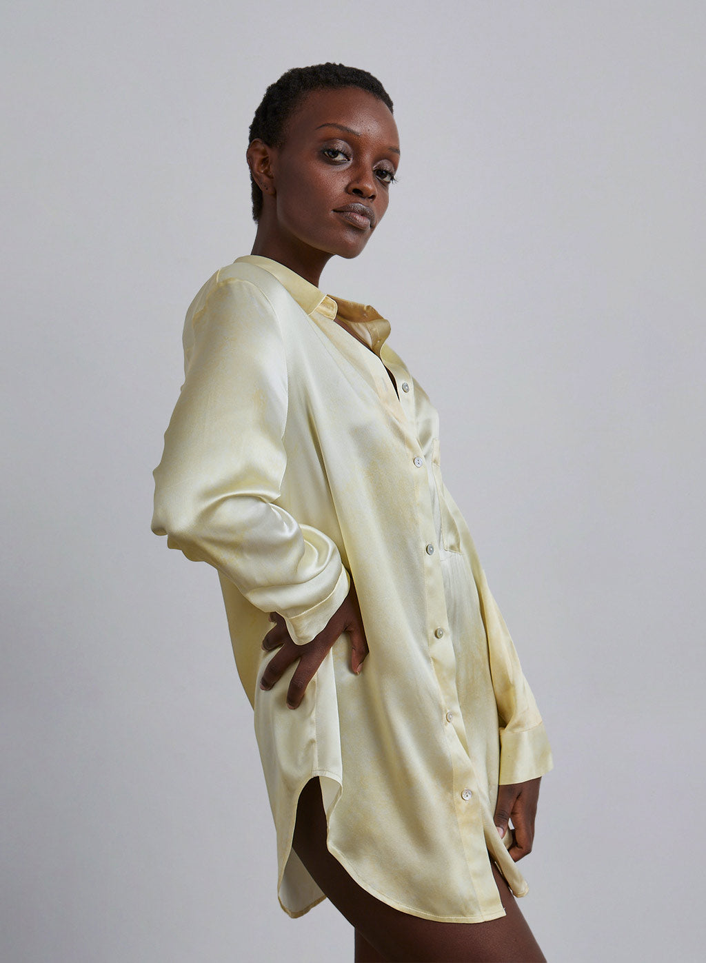 Sunrise Dew Oversized Boyfriend Silk Blouse