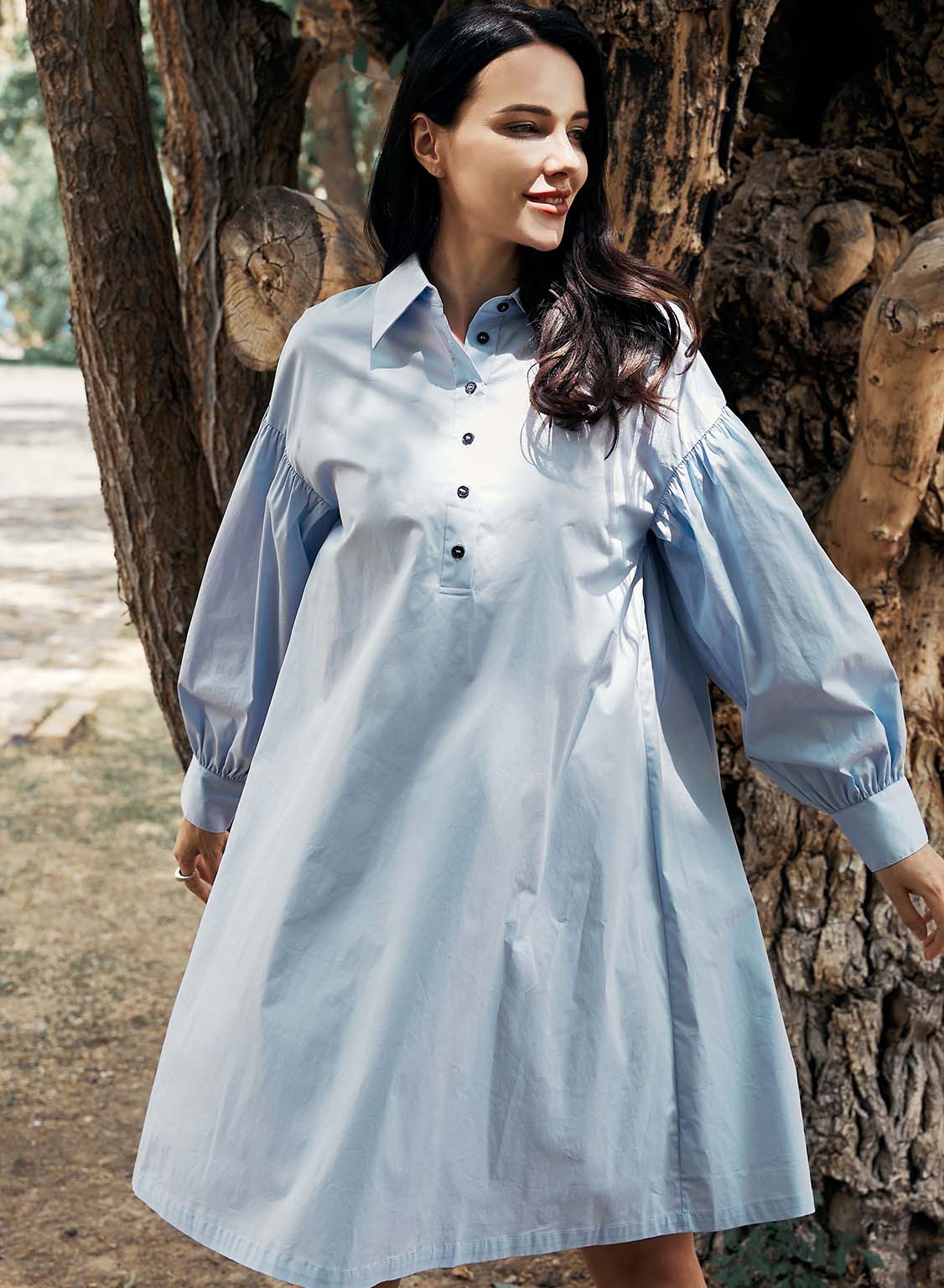 Cotton-Blend Shirt Dress