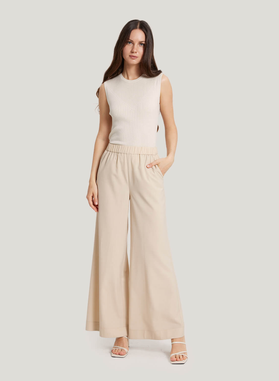 Wide-Leg Wool-Blend Pants