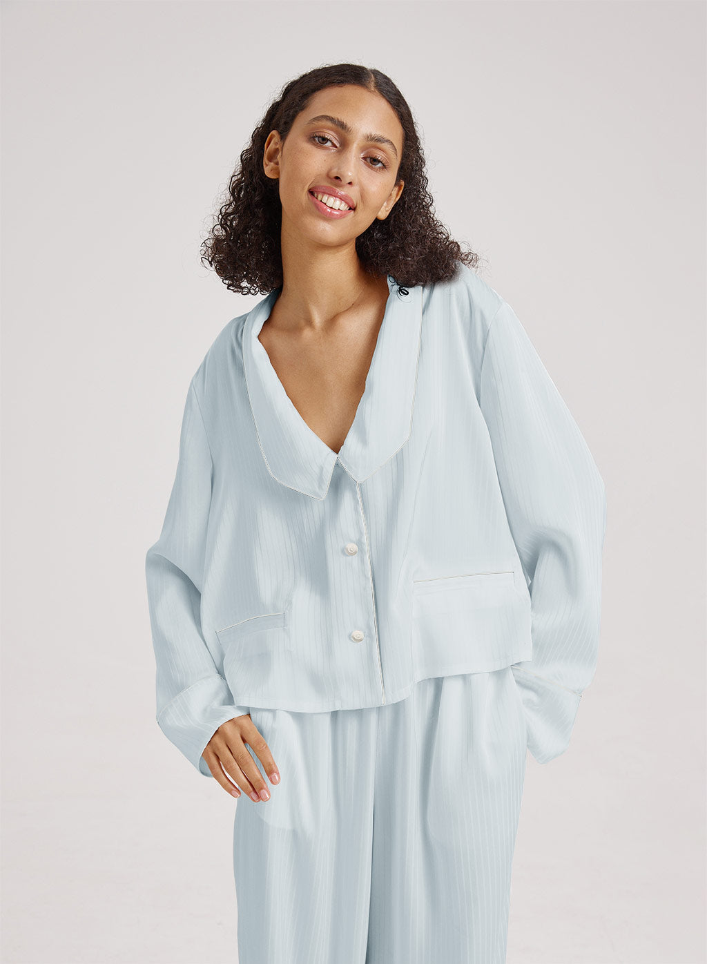 Statement Collar Cropped Pajama Top