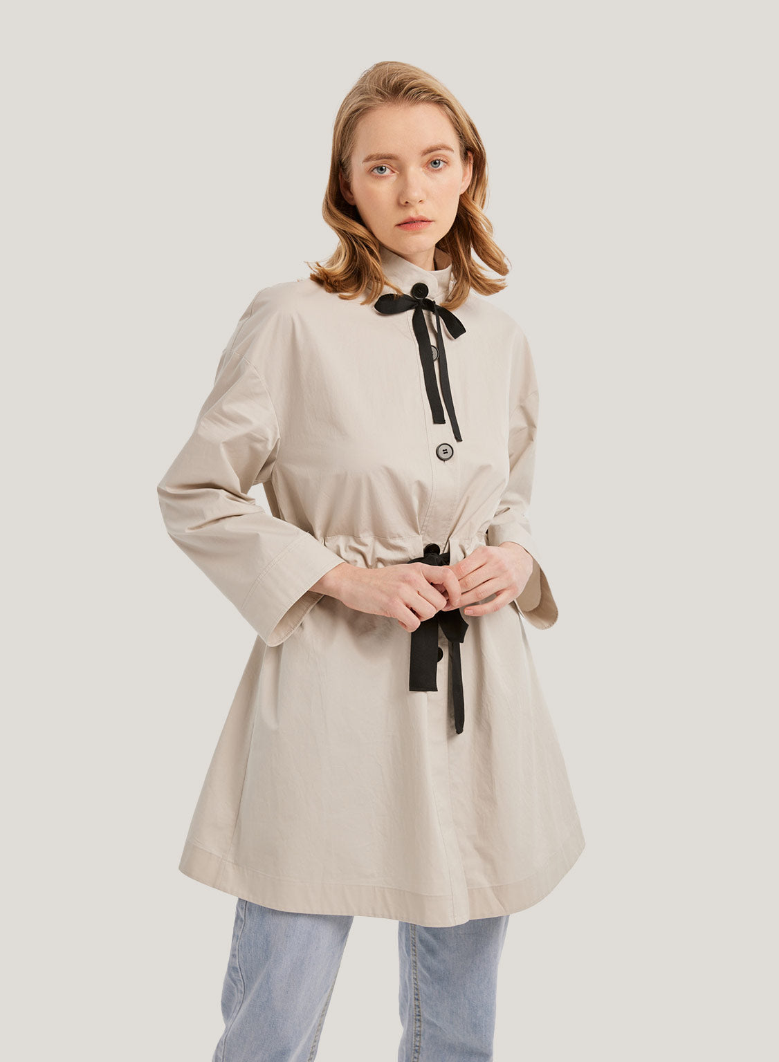 High Neck Drawstring 100% Cotton Jacket