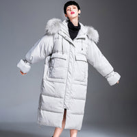 Rabbit Fur Hooded Down Jacket