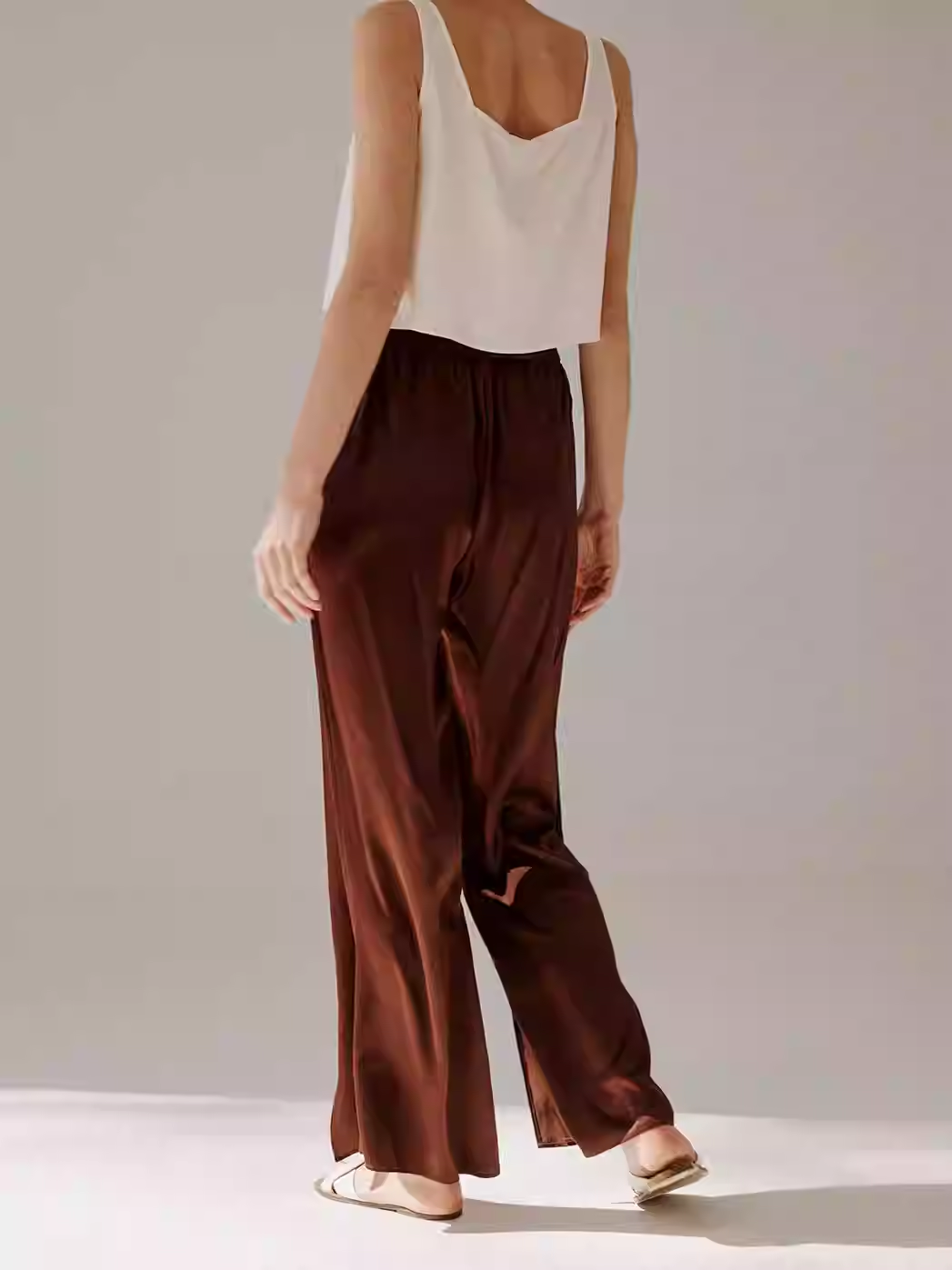 Front Slit Silk Pants