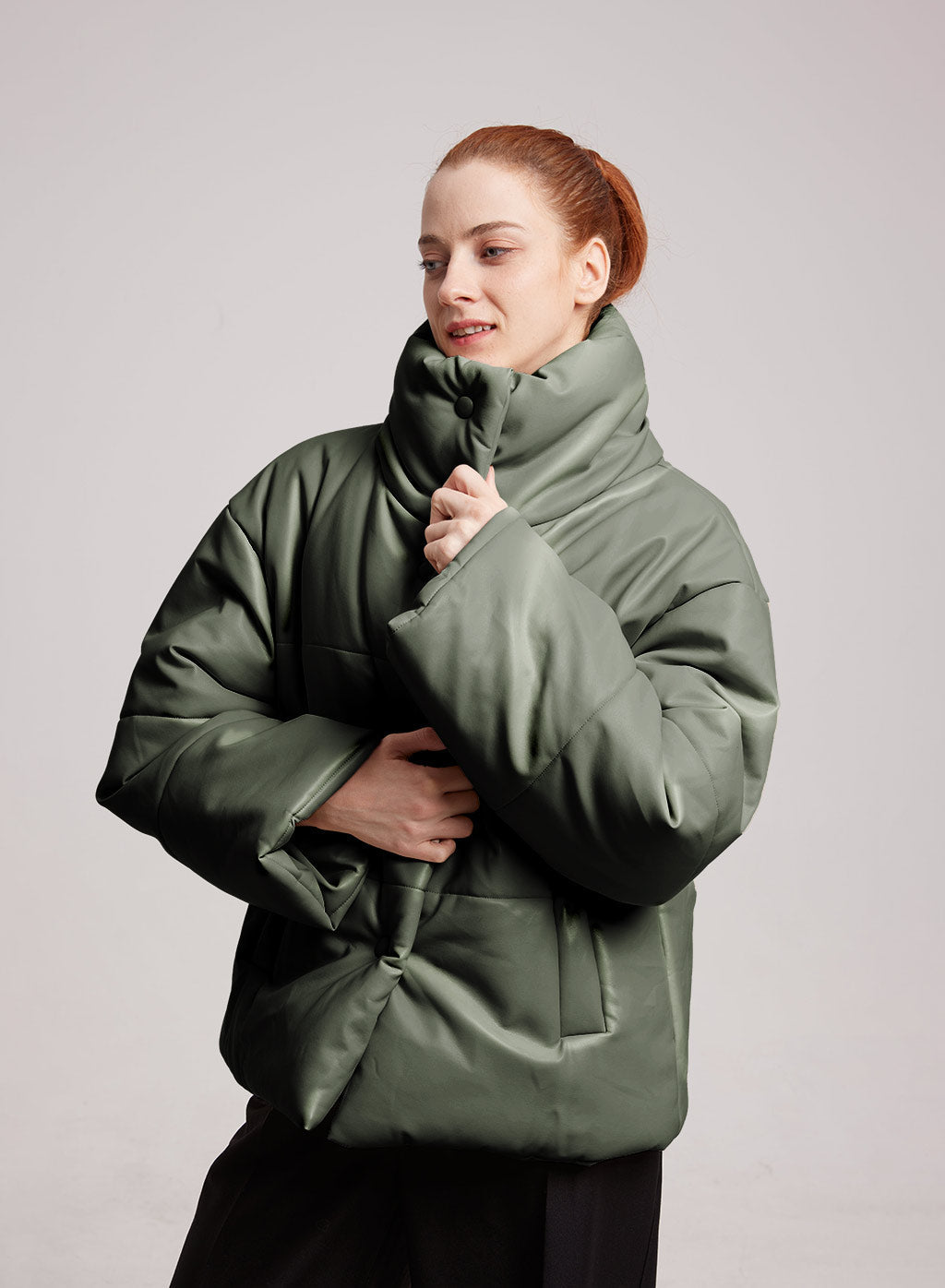 Buttoned Faux Leather Jacket